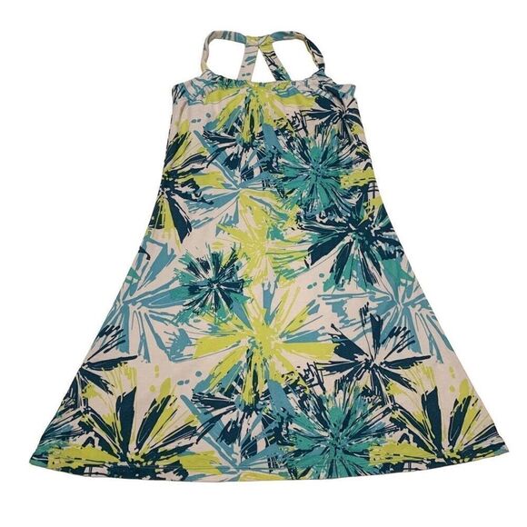 prAna XS Women's Racerback Halter Floral Tropical Print Sport Athletic Dress - Picture 1 of 6